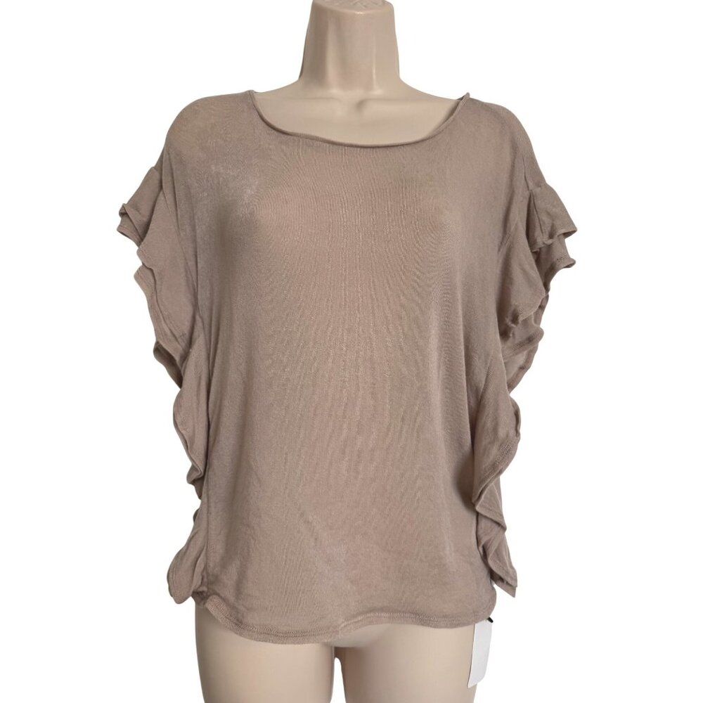 IRO Dalia Ruffle Pink Sand Size XS Oversized Semi Sheer $294 Blouse - Picture 11 of 15